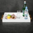 plateaux petit-déjeuner blancs plateaux alimentaires en acrylique avec poignée en métal