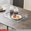 Cheap Acrylic Serving Tray Clear Lucite Tray Organizer with Handles