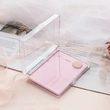 cajas de almacenamiento de baldosas de pestañas transparentes con baldosas de pestañas rosas