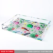 ハンドル付きアクリルトレイ、UVプリントパターンサービングトレイ