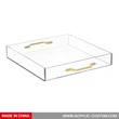Wholesale Clear Storage Tray Acrylic Tray Organizer with Gold Handles