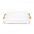 Acrylic Tray, Clear Serving Tray with Gold Handle
