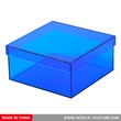 caja de cubo de acrílico azul - caja de acrílico personalizada con tapa