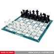 アクリルチェスボードセット - モダンな花柄ルーサイトチェスゲーム