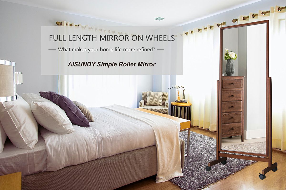 Home&Patio AISUNDY Full Length Mirror Wheels, Plant Stand.