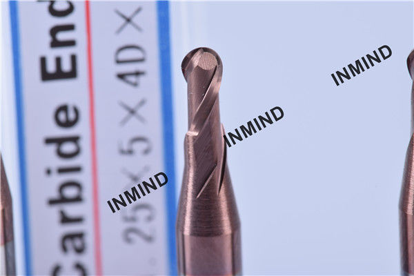 Copper Colour SiN Coating, 2 Flute  Ball Nose End Mill , R1.25, Grain Size 0.5UM high precision 1