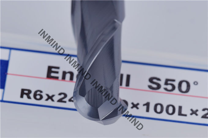 12 mm AOL 100 mm Solid Carbide End Mills , HRC50 TiAlN Coating Ball Nose Mill 2