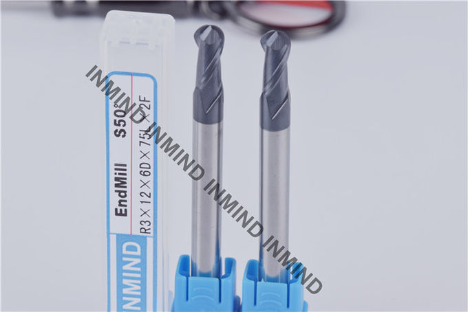 High Tenacity Ball Nose Cutter , HRC50 Aluminium Metal Cutting Tools 1