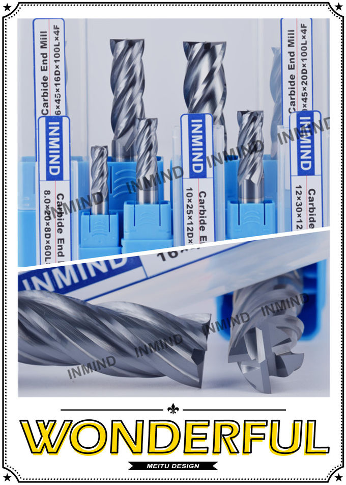 20 mm / 18 mm AlTiN Coating Long Square End Mill With 4 Flute 150 mm Length 2