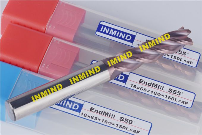 TiSiN Coating Hard Milling End Mills , Cnc Milling Tools Cutter End Mill Grain Size 0.5 - 0.6 um 1