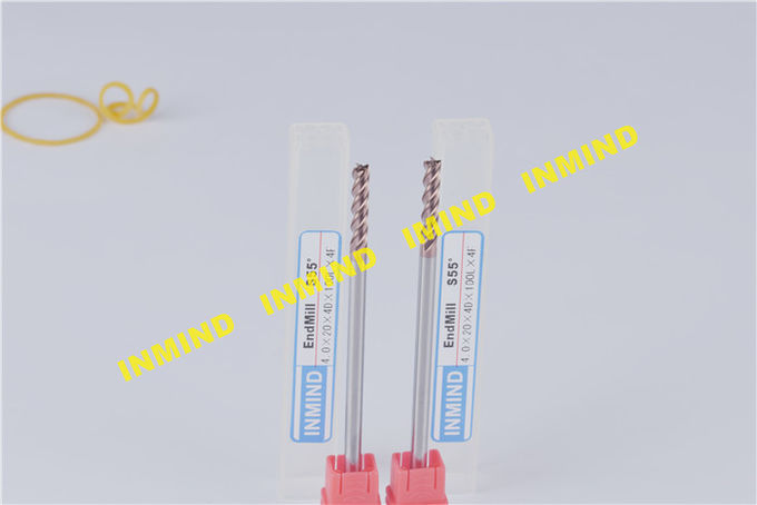 Fraise en carbure extra longue de 4 mm avec revêtement TiSiN Taille de grain 1 de 0,5 UM