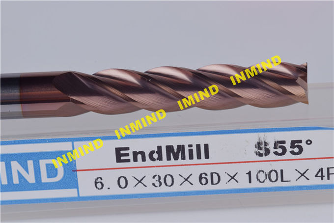 Brocas Cnc extra largas de fresa de extremo de 6 mm * 25 * 100L para acero, revestimiento de SiN, larga vida útil 1