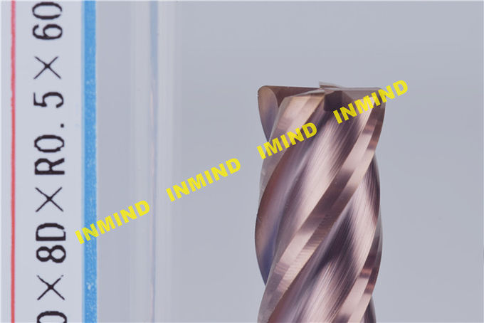 Fresa de extremo de radio de esquina 8 mm R1.5 hasta HRC65 2 Brocas de fresa de extremo de alta dureza de 4 ranuras Revestimiento TiSiN 0