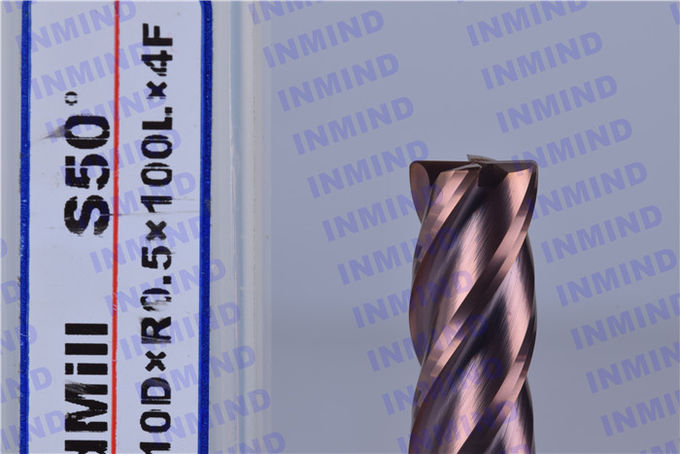 Corner R1.0 SiN Coating Corner Radius Solid End Mill / Metal Cutting Tools Custom End Mills 0