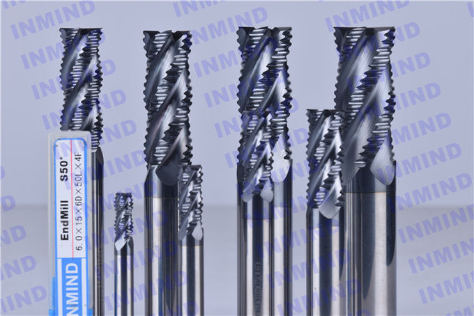 Fresas de extremo de desbaste HRC50 con revestimiento AlTiN de 4 estrías 0,6 - 0,8 um Tamaño de grano 1