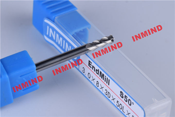 HRC50 3 Flute aluminum end mill bits 0.6 - 0.8 um Micro grain size 1