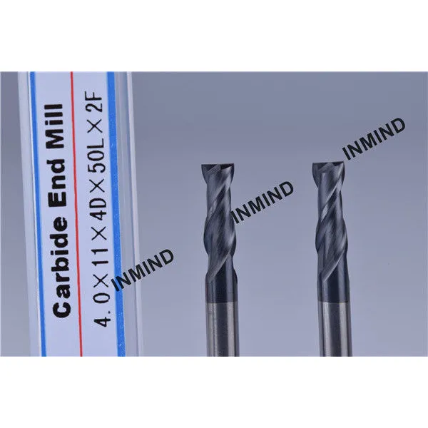 jusqu'à hrc50 revêtement altin, fraise carrée en carbure de 4 mm 2 flûtes, fraise en carbure, taille de grain 0.8um