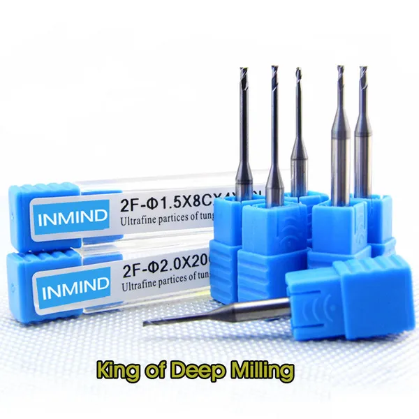 HRC55 Long neck Corner Radius End Mill Cutter 0.5 -0.6 UM Grain Size