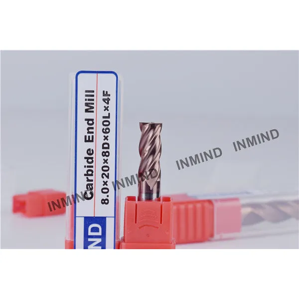 Recubrimiento sin tialn hrc55 de 8 mm, fresa de extremo cuadrado, varilla wf25, herramientas de corte de precisión, longitud estándar