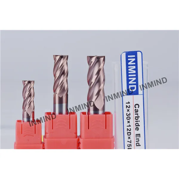Fraise 4 dents en hss avec revêtement altin longueur 50 mm - 100 mm dureté hrc55