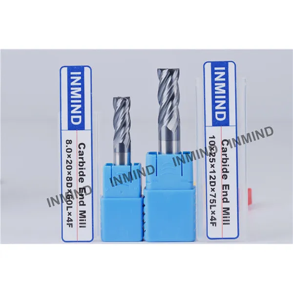 tamaño de grano 0.8um hasta hrc50 revestimiento altin 8 mm máquina cuadrada herramientas de corte molino de extremo, 4 flautas, brocas de molino de extremo