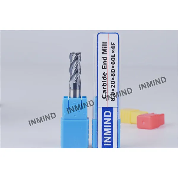 tamaño de grano 0.8um hasta hrc50 revestimiento altin 8 mm máquina cuadrada herramientas de corte molino de extremo, 4 flautas, brocas de molino de extremo