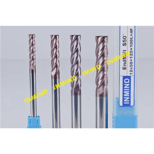 TiSiN Coating Hard Milling End Mills , Cnc Milling Tools Cutter End Mill Grain Size 0.5 - 0.6 um