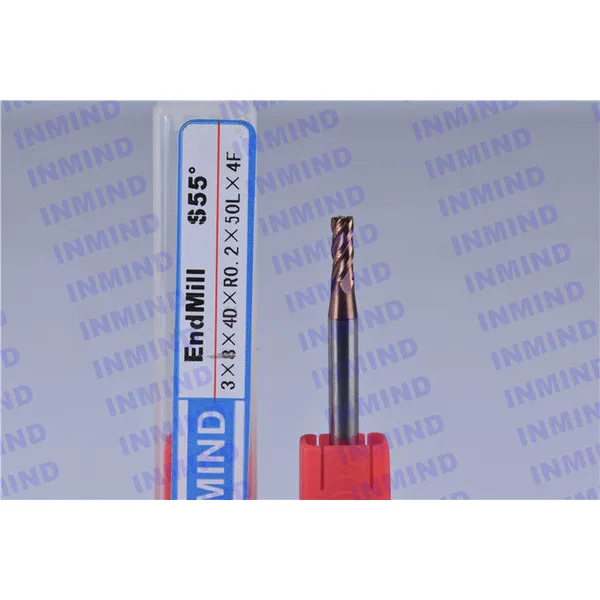 SiN Coating Corner Radius End Mill , HRC55 4 Flute Extra Long End Mill SGS