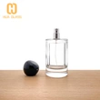 Cilindro personalizado redondo 100 ml botella de vidrio de perfume con etiquetas de metal
