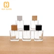 botella de perfume personalizada de 50 ml con tapa de madera