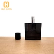 Frasco de perfume de vidrio negro cuadrado de 50 ml para hombres