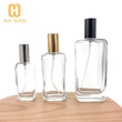 Frasco de perfume cuadrado plano de 50 ml, 30 ml, 100 ml con tapa de oro plateado negro