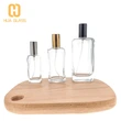 Frasco de perfume cuadrado plano de 50 ml, 30 ml, 100 ml con tapa de oro plateado negro