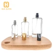 Frasco de perfume cuadrado plano de 50 ml, 30 ml, 100 ml con tapa de oro plateado negro