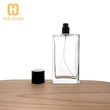 Botella de spray de perfume de vidrio cuadrado rectangular de 100 ml al por mayor dubai