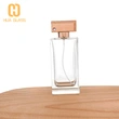 flat rectangle shape rose golden cap 100ml perfume bottle