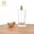 flat rectangle shape rose golden cap 100ml perfume bottle
