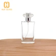 Botella de perfume con tapa de cristal de forma cuadrada plana de 50 ml