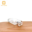 Botella de perfume con tapa de cristal de forma cuadrada plana de 50 ml