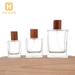 Botellas de perfume vacías cuadradas de 30 ml, 50 ml, 100 ml con tapa de madera