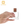 Botellas de perfume vacías cuadradas de 30 ml, 50 ml, 100 ml con tapa de madera