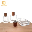 Botellas de perfume vacías cuadradas de 30 ml, 50 ml, 100 ml con tapa de madera
