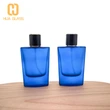 botella de perfume de colonia de hombre de vidrio esmerilado azul gris