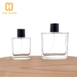 Botella de perfume de vidrio cuadrada de fondo redondo de 50ml y 100ml al por mayor