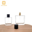Botella de perfume de vidrio cuadrada de fondo redondo de 50ml y 100ml al por mayor