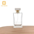 زجاجة عطر زجاجية مستطيلة سعة 100 مل مع غطاء من سبائك الزنك المعدني