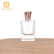 Botella de perfume con tapa de zamak de oro rosa de vidrio pulido a mano rectangular de 50 ml