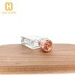 Botella de perfume con tapa de zamak de oro rosa de vidrio pulido a mano rectangular de 50 ml