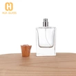 Botella de perfume con tapa de zamak de oro rosa de vidrio pulido a mano rectangular de 50 ml