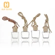 10ml clear glass flat square car hanging bottles with wooden cap